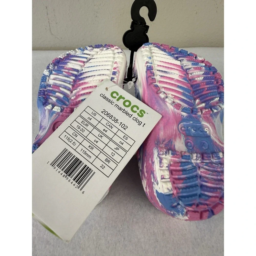 Crocs Classic Clog Toddler C4 Pink Purple Marbled Slip On Shoes Kids NWT